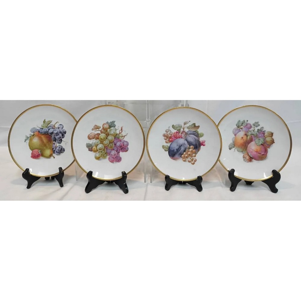 Schumann Bavaria Set 4 Salad Plates 7.5in Fruit 1960s Mid Century Germany